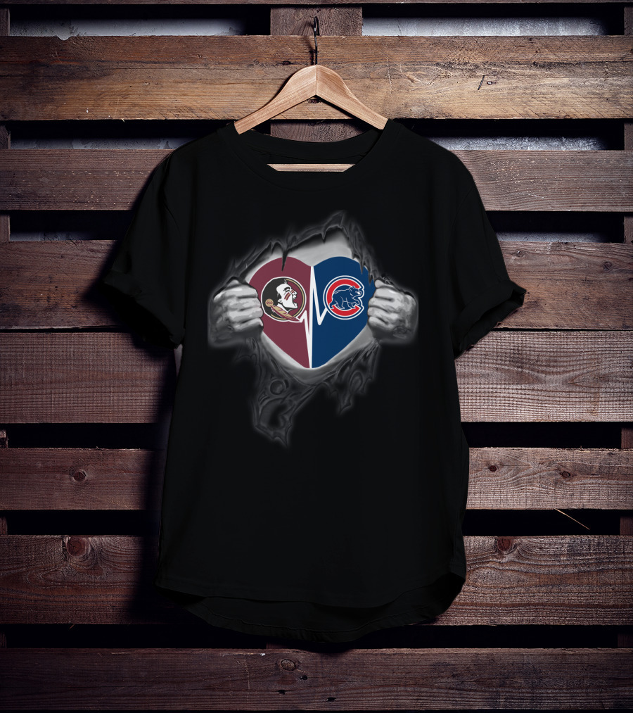Florida State Seminoles Chicago Cubs Heart T-Shirt