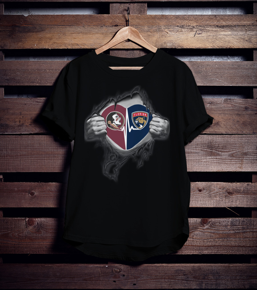 Seminoles Florida Panthers Heartbeat Split T-Shirt