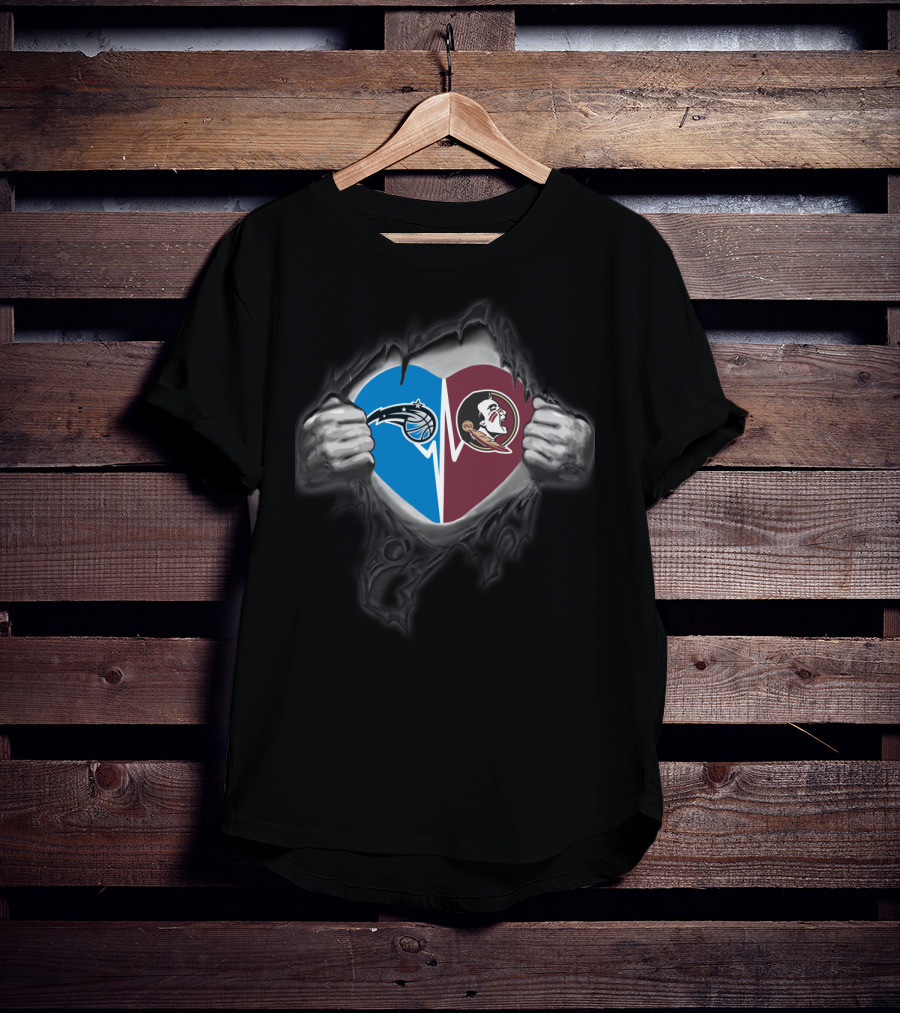Orlando Magic Seminoles Heart Split T-Shirt