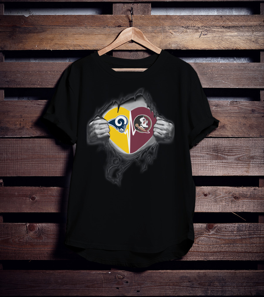 Seminoles Rams Heart Split T-Shirt