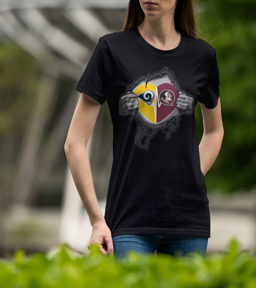 Seminoles Rams Heart Split T-Shirt