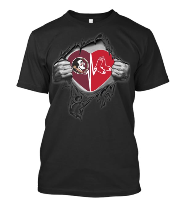 Seminoles Red Sox Heart Hands T-Shirt