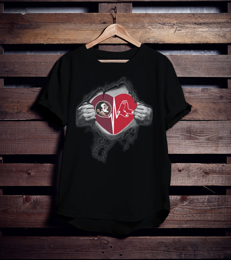 Seminoles Red Sox Heart Hands T-Shirt