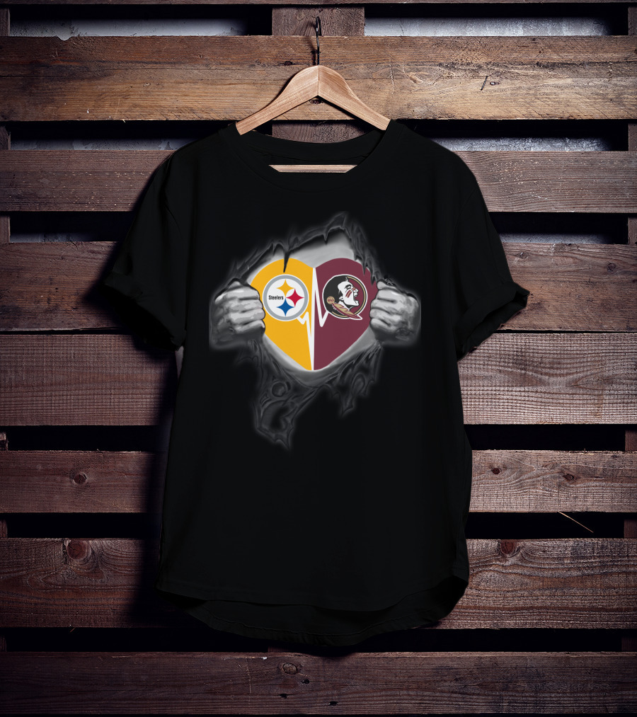 Seminoles Steelers Heart T-Shirt