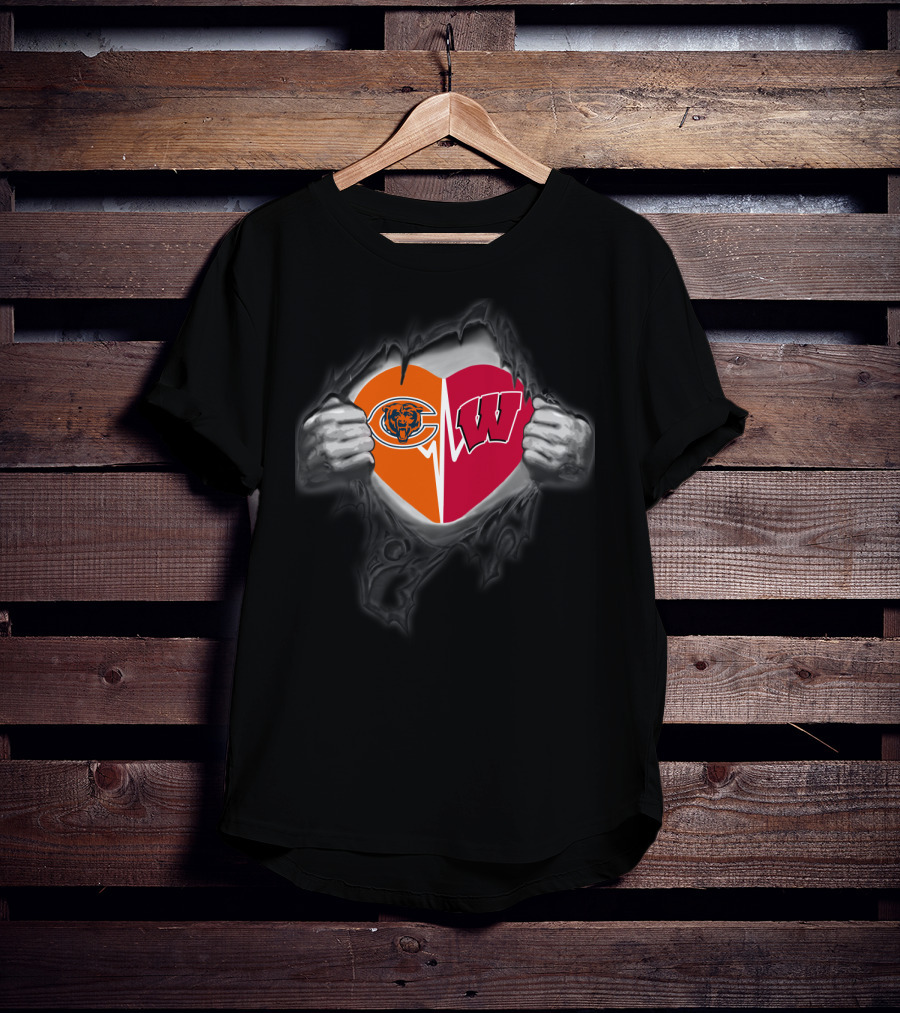 Chicago Bears Wisconsin Badgers Heart T-Shirt
