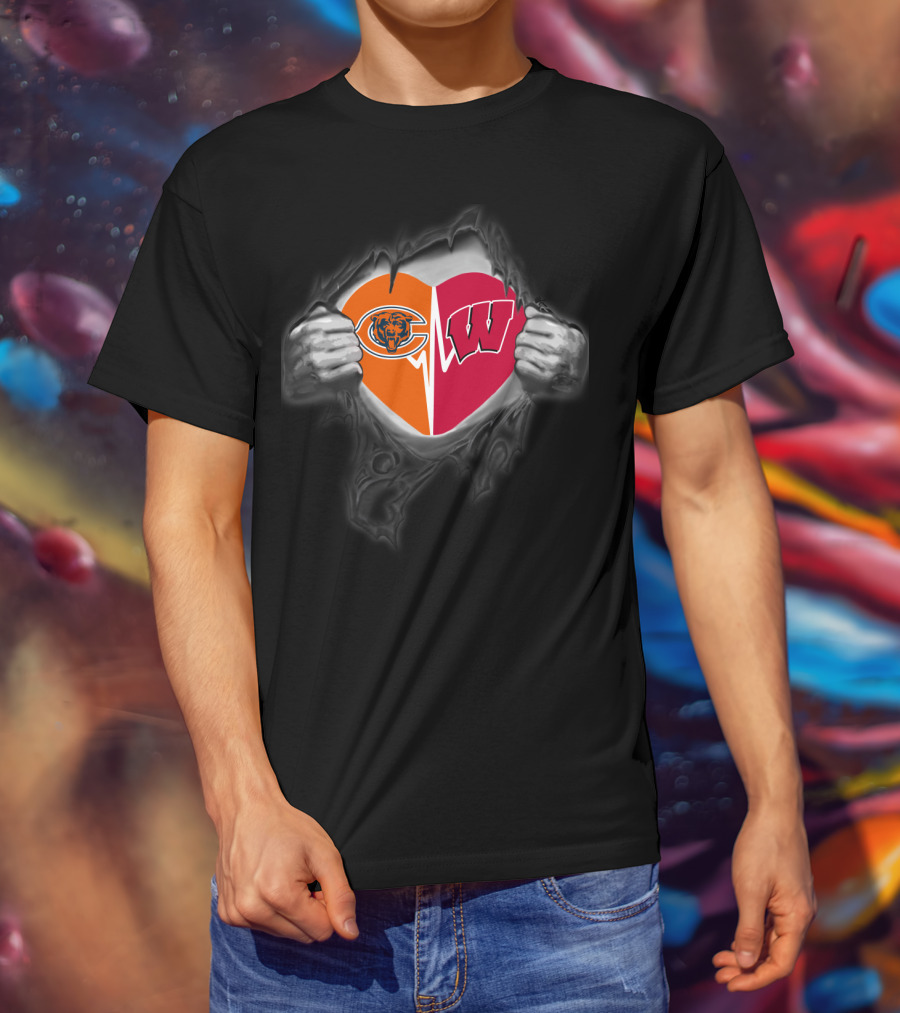 Chicago Bears Wisconsin Badgers Heart T-Shirt