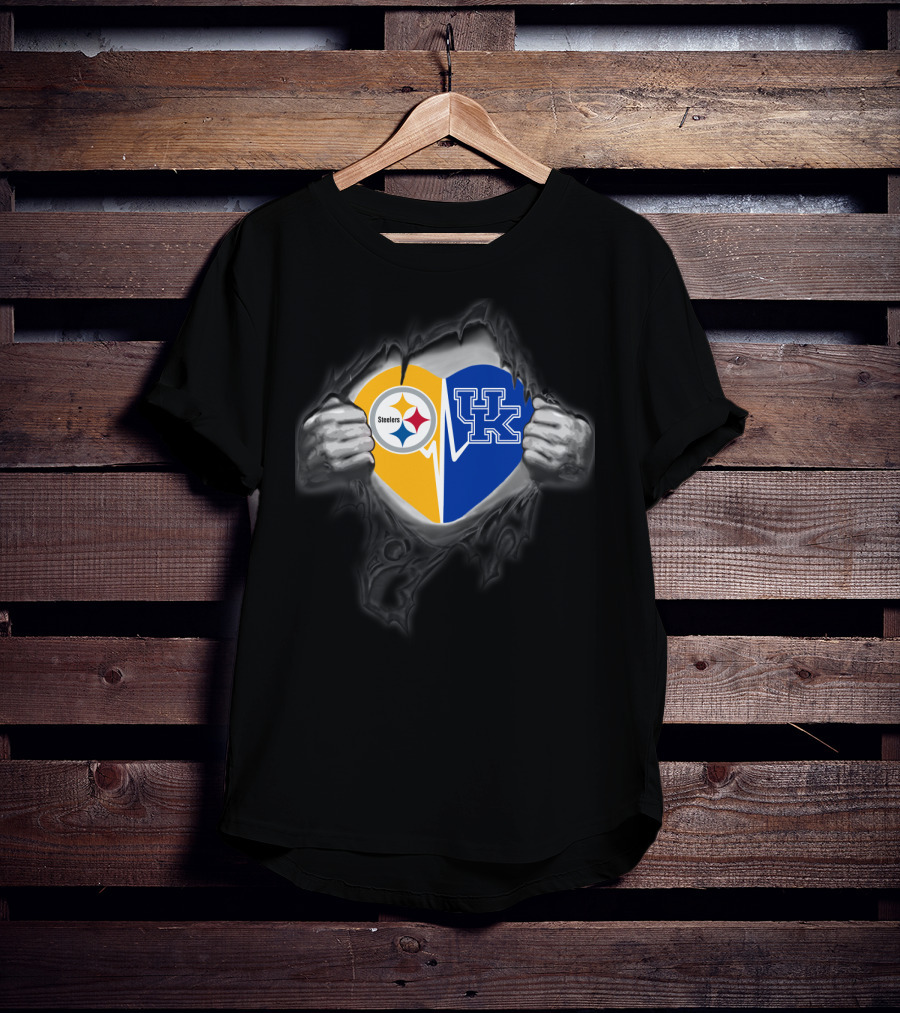 Steelers Heart Kentucky Wildcats Fan Combination T-Shirt