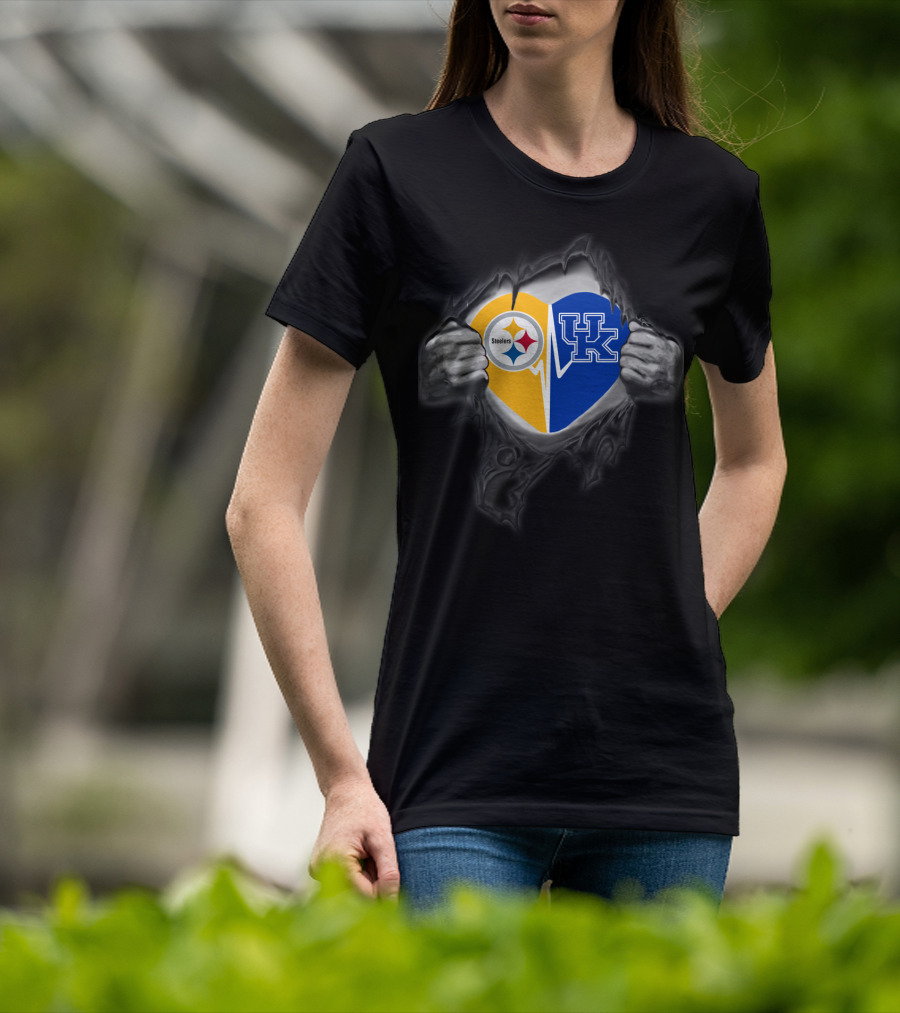 Steelers Heart Kentucky Wildcats Fan Combination T-Shirt