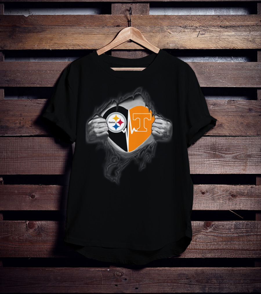 Steelers Tennessee Volunteers Heart Logo Fusion T-Shirt