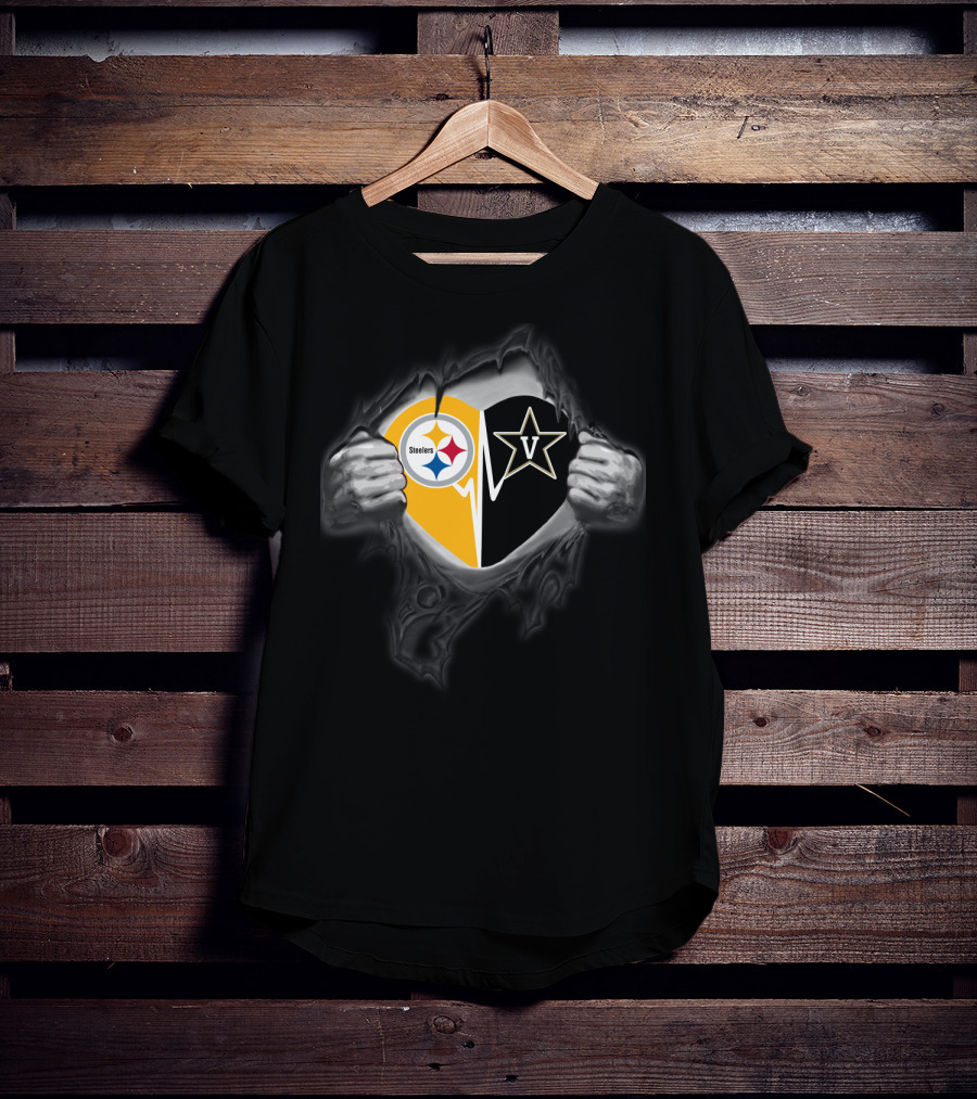Steelers Vanderbilt Commodores Heart Logo Fusion T-Shirt