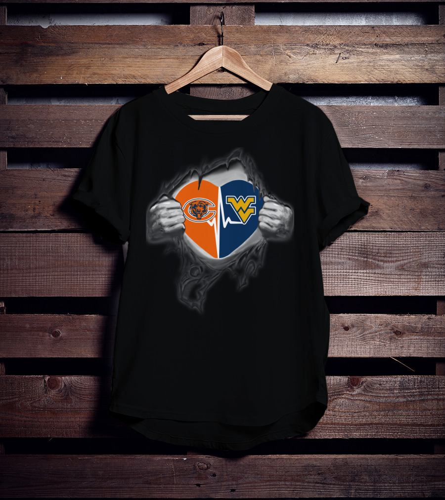 Chicago Bears West Virginia Mountaineers Heart Split T-Shirt