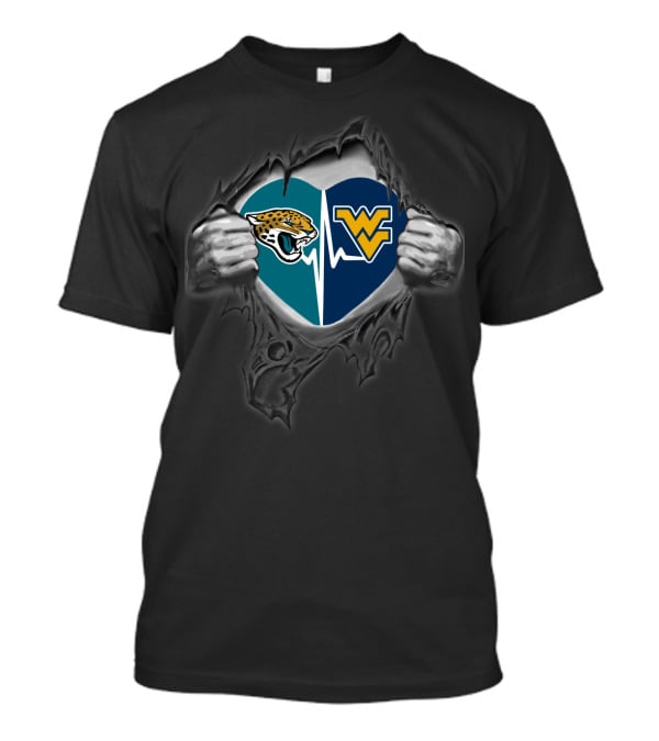 Jaguars West Virginia Mountaineers Heart T-Shirt