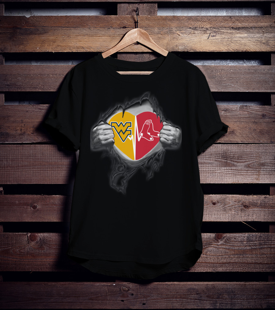 Red Sox Wvu Mountaineers Heart T-Shirt