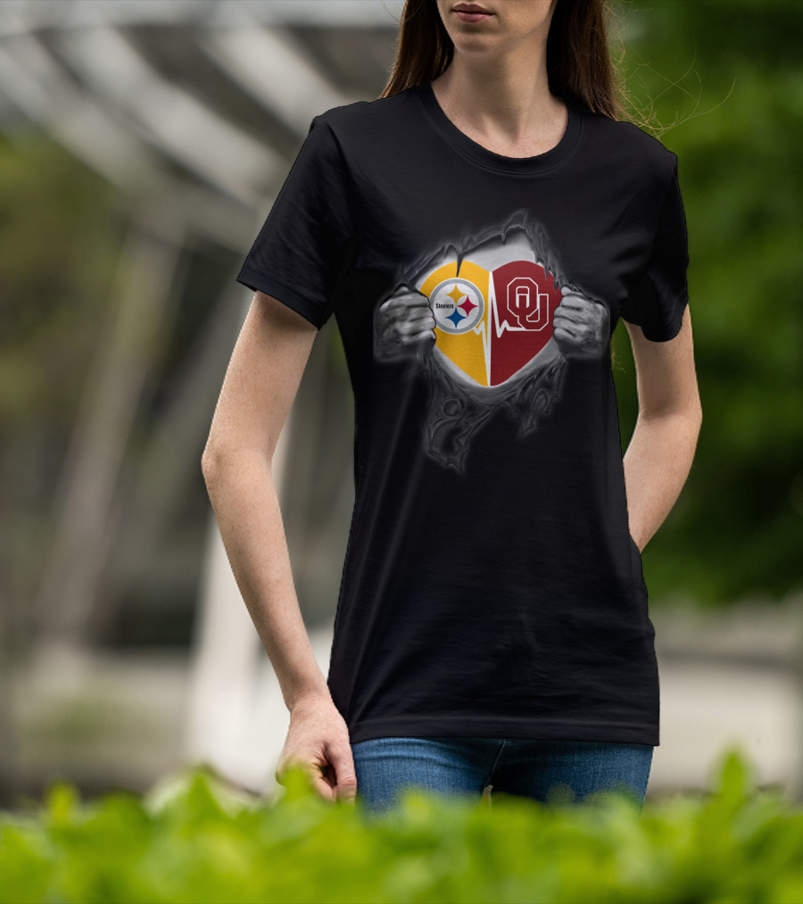 Steelers Heartbeat Oklahoma Sooners Fan Pride T-Shirt