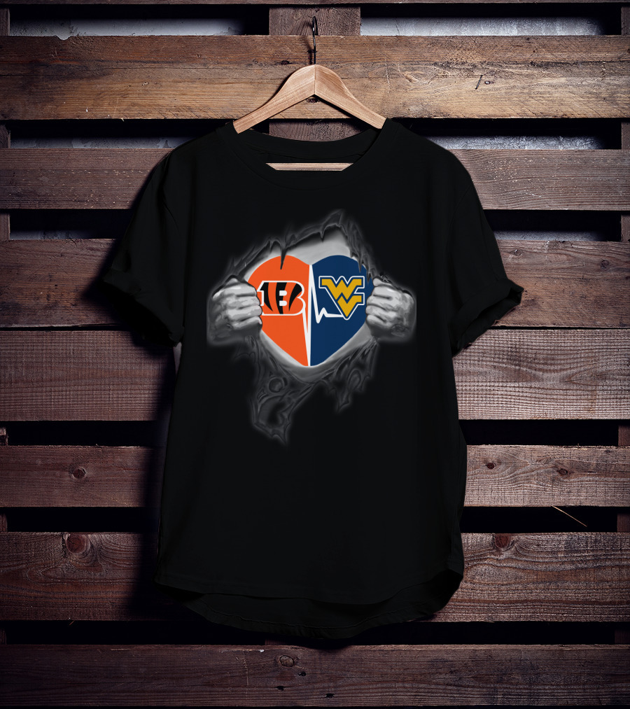 Bengals Heart West Virginia Mountaineers T-Shirt