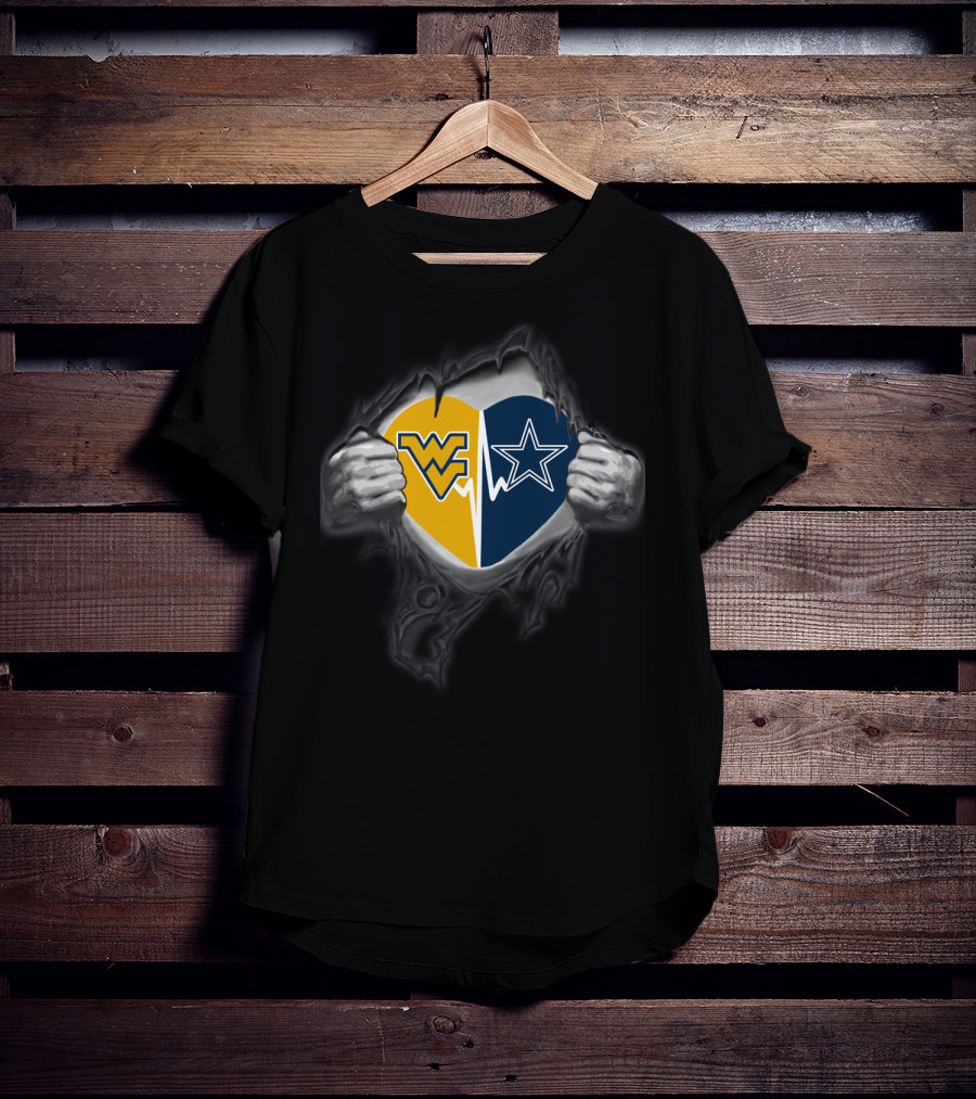 West Virginia Mountaineers Cowboys Heart Tear T-Shirt