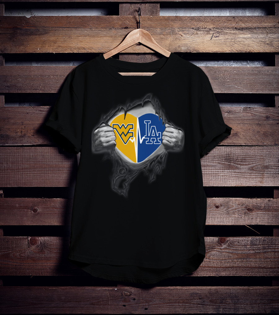Dodgers La Heart West Virginia Mountaineers Wv Fan Mix T-Shirt