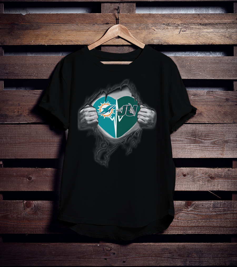 Miami Dolphins Jacksonville Dolphins Heart T-Shirt
