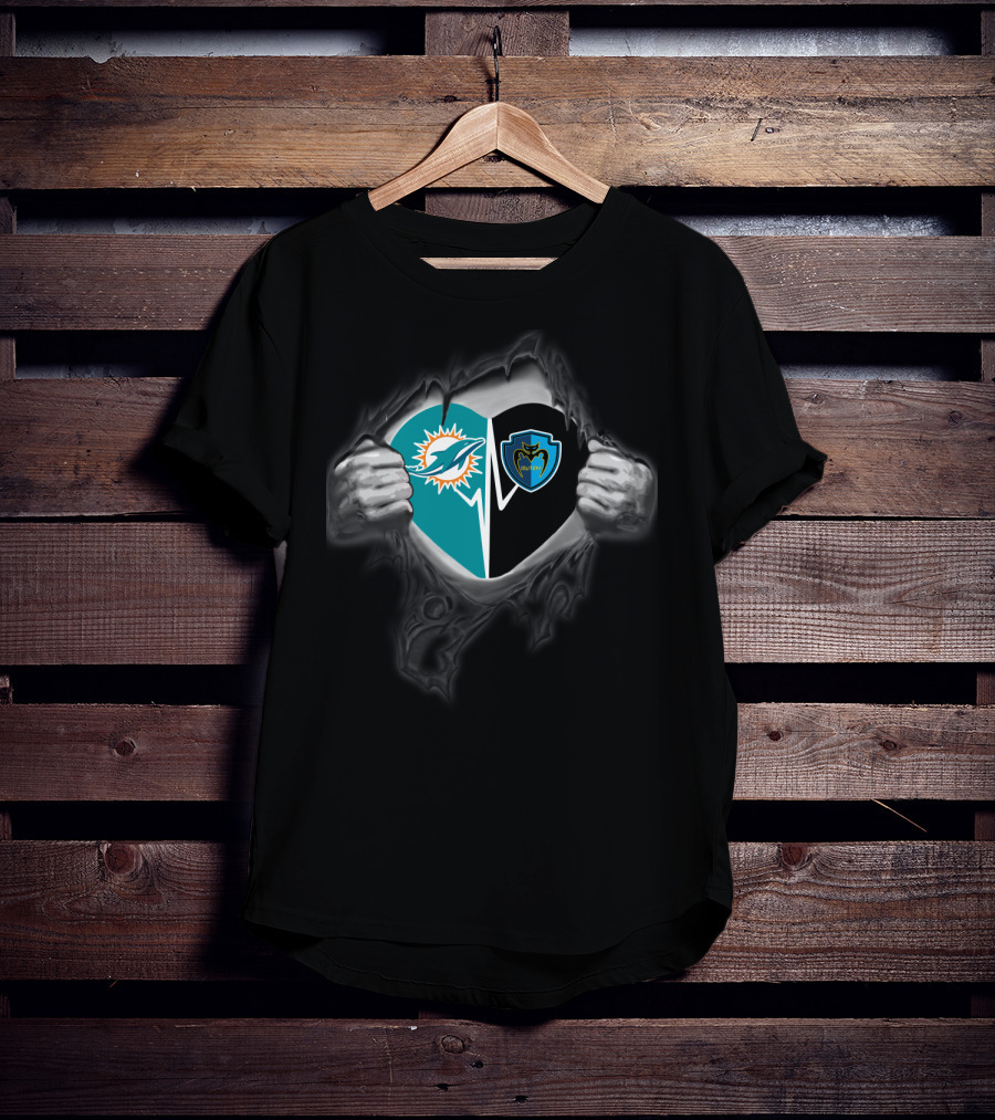 Miami Dolphins Tampa Bay Mutiny Torn Heart T-Shirt