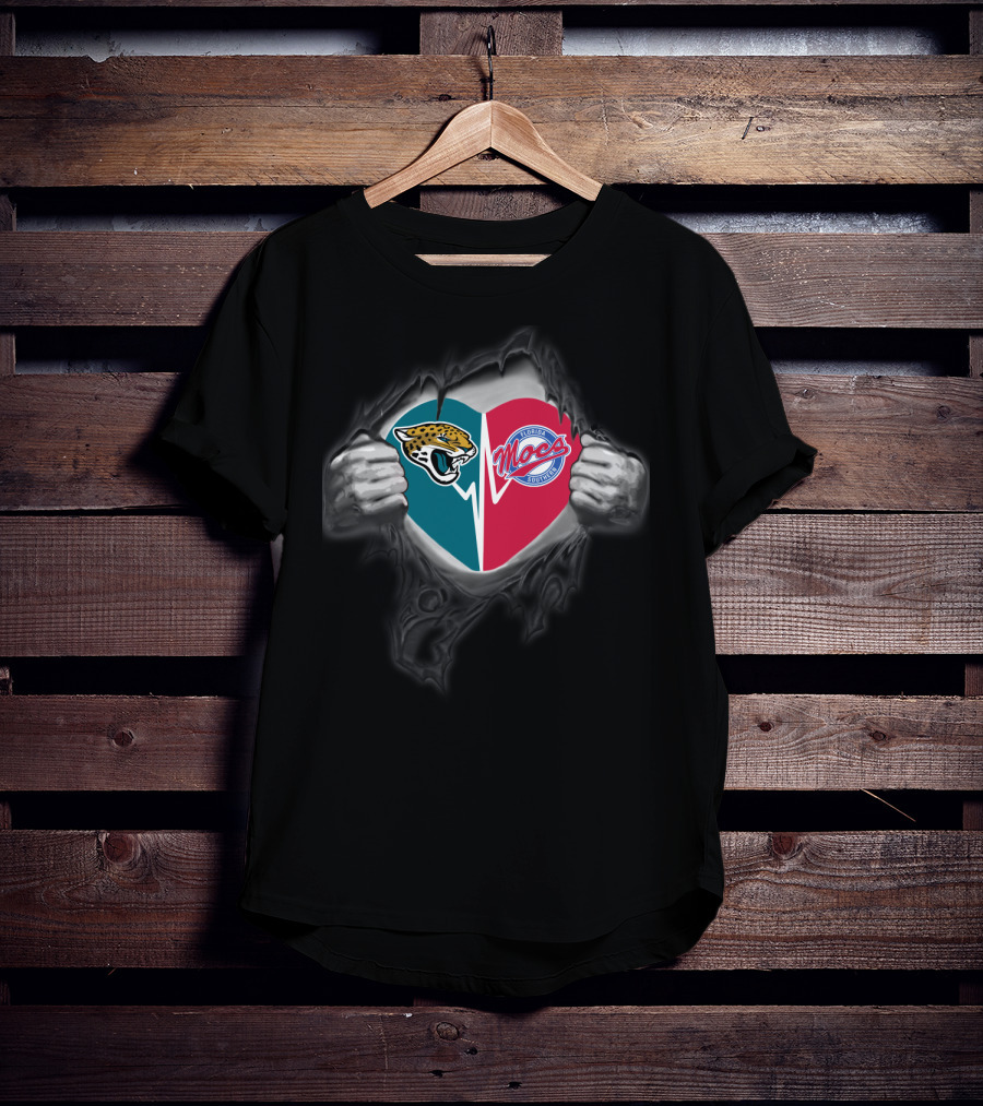 Jacksonville Jaguars Florida Southern Moccasins Heart Burst T-Shirt