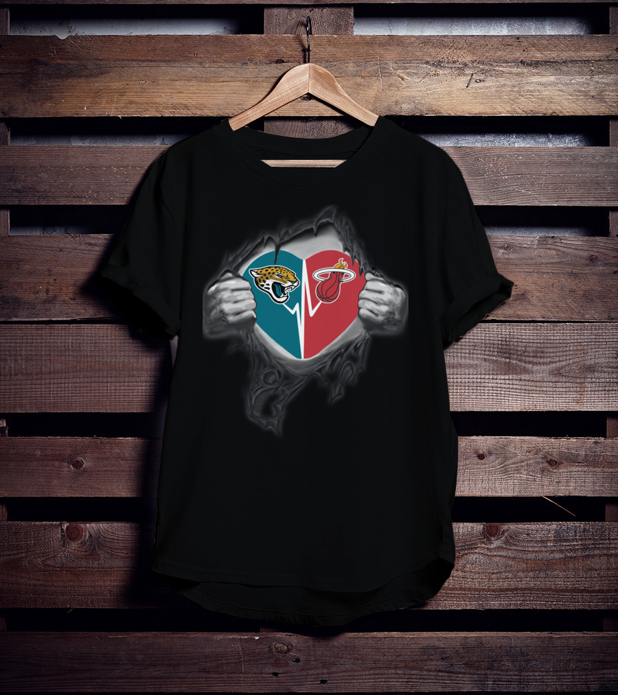 Jaguars Miami Heat Heart T-Shirt