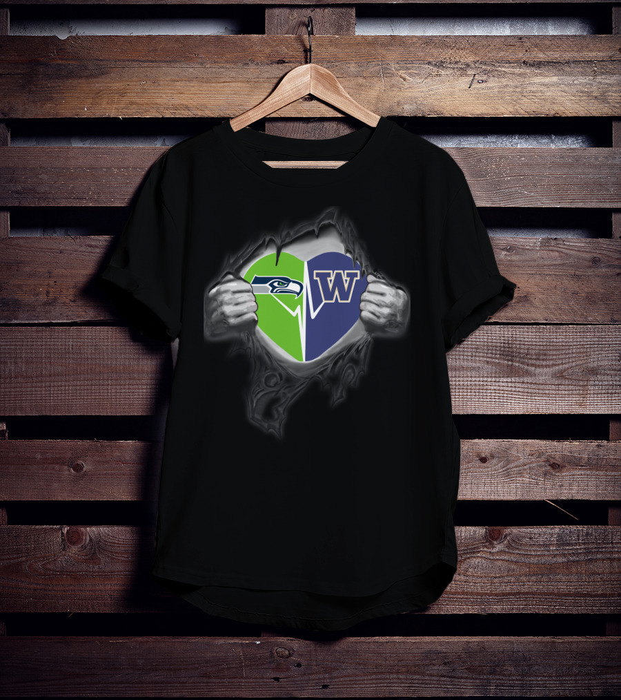 Seahawks Heart Washington Huskies Fusion T-Shirt