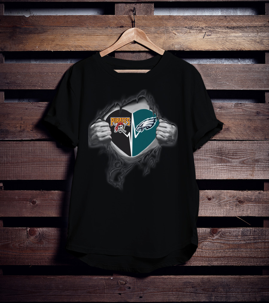 Pittsburgh Pirates Philadelphia Eagles Heart T-Shirt