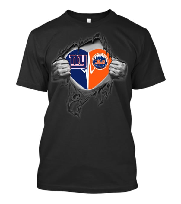 Ny Giants Mets Heartbeat Fan T-Shirt