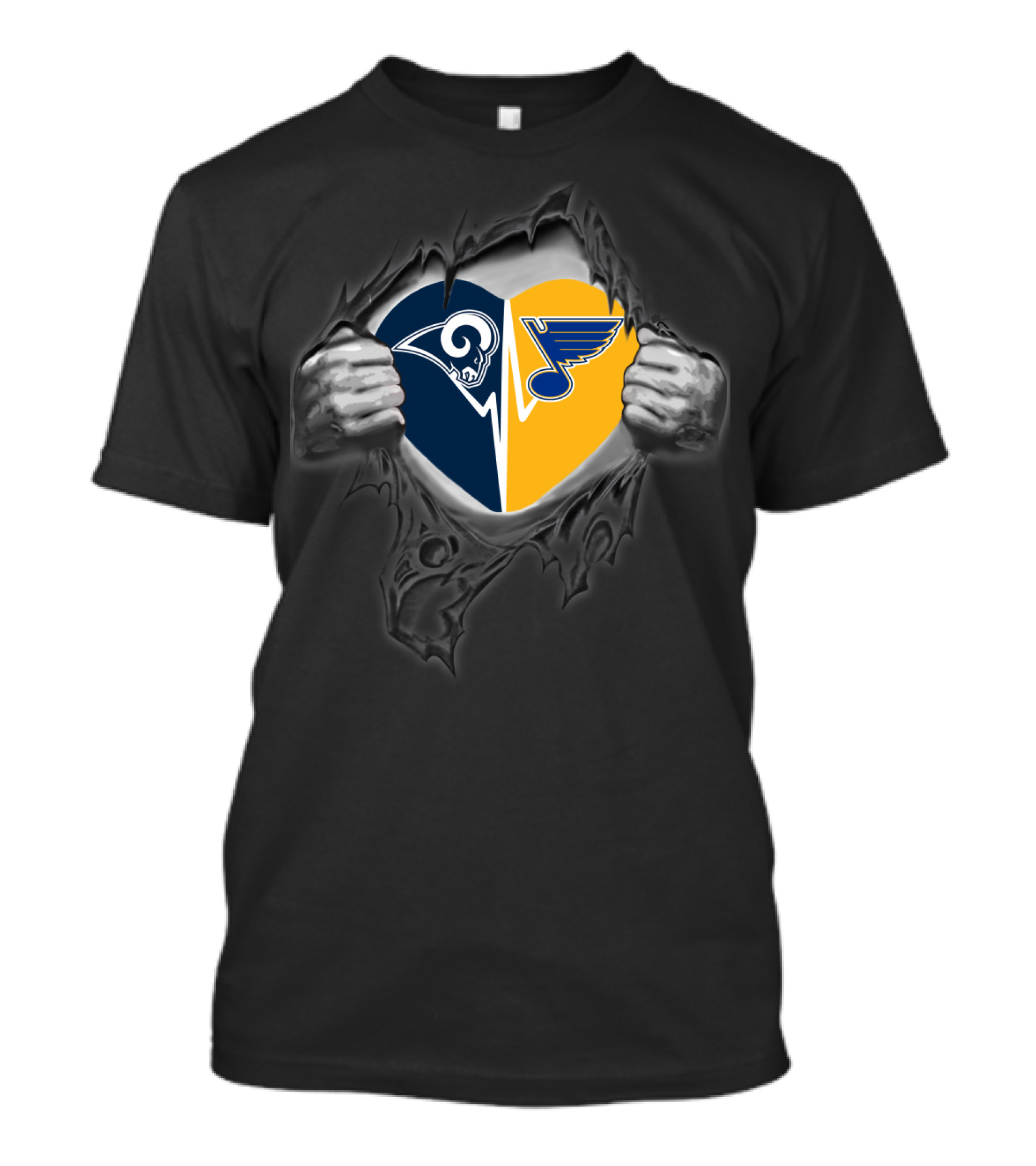 Rams Blues Heart Torn T-Shirt