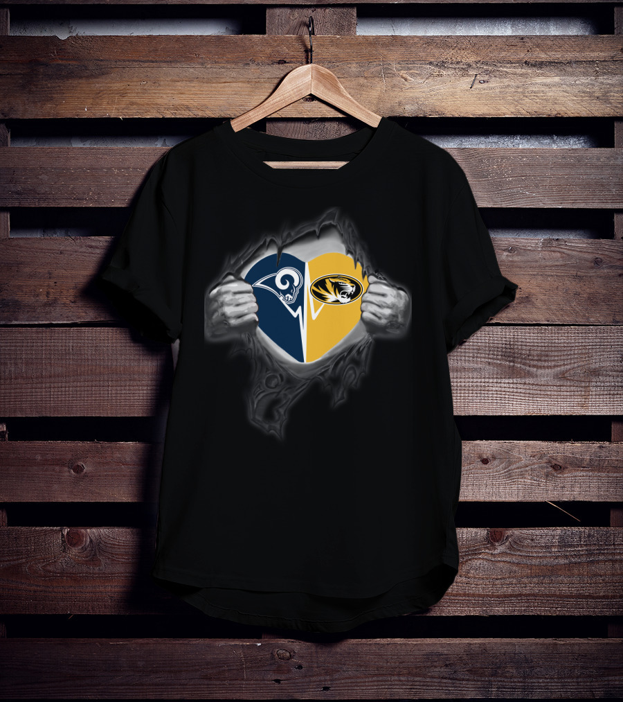 Rams Missouri Tigers Heart Split T-Shirt