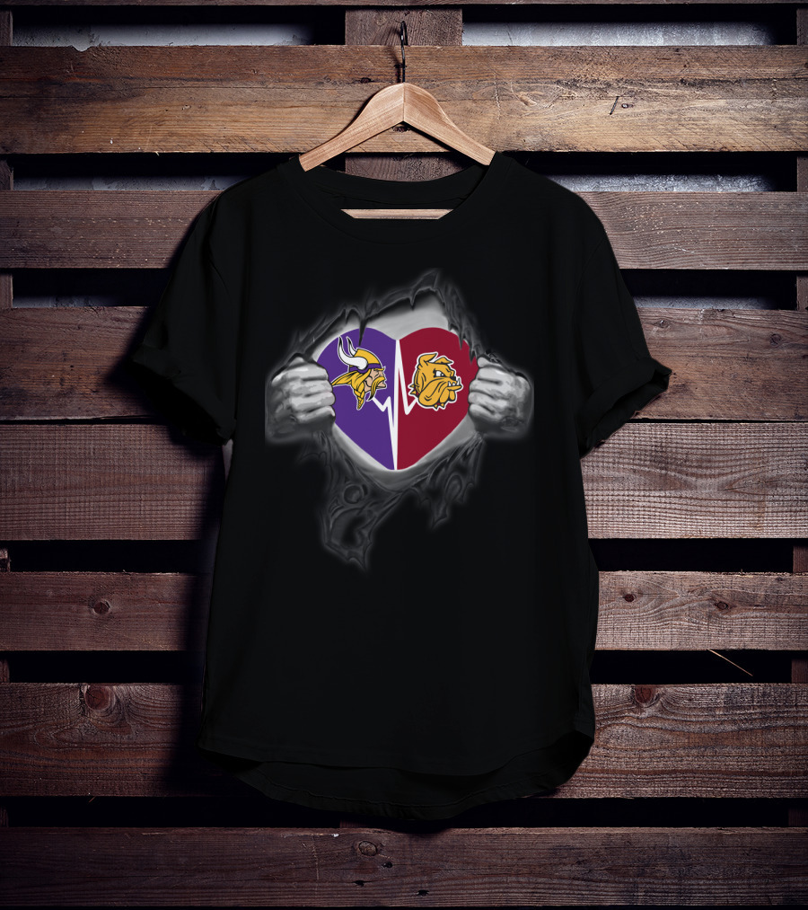 Vikings Duluth Bulldogs Heart Split T-Shirt