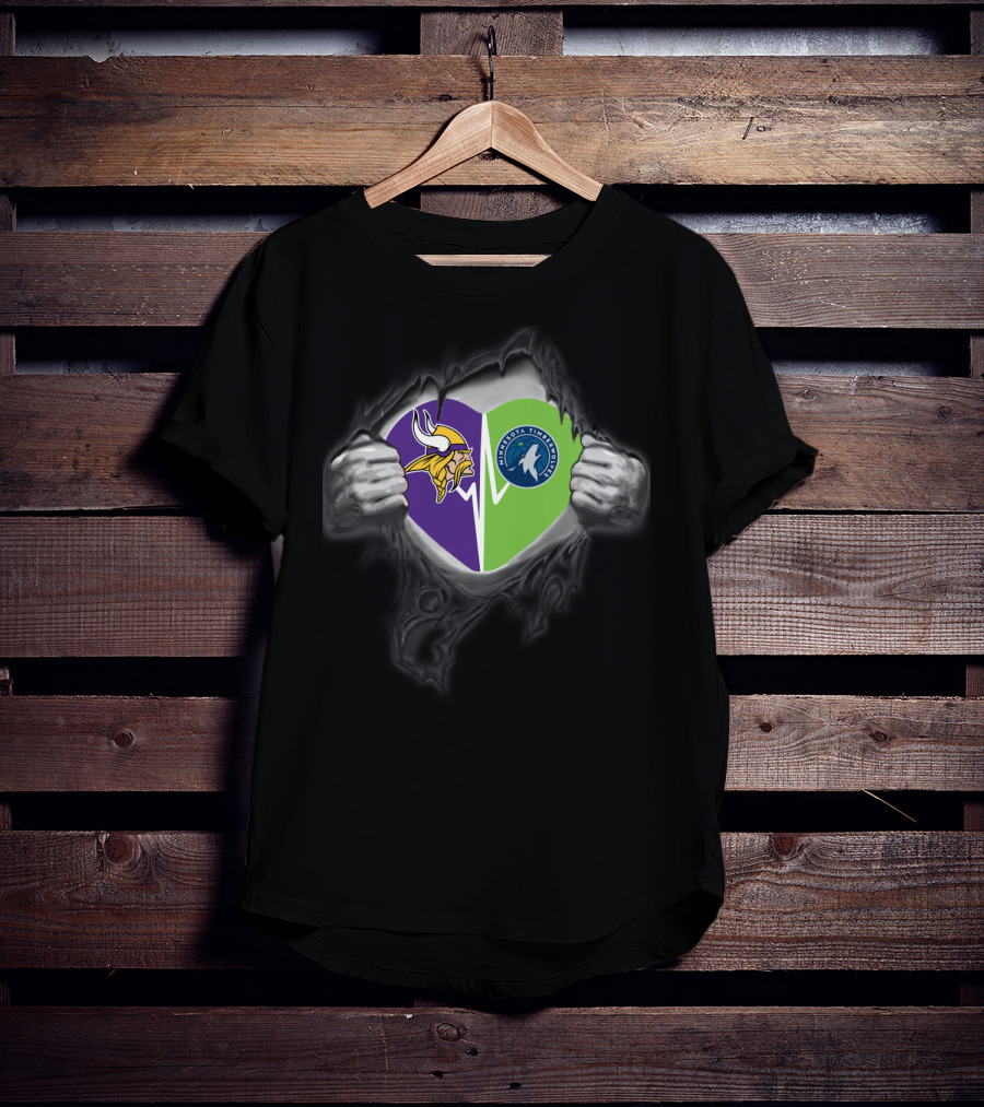 Minnesota Vikings Minnesota Timberwolves Heart T-Shirt