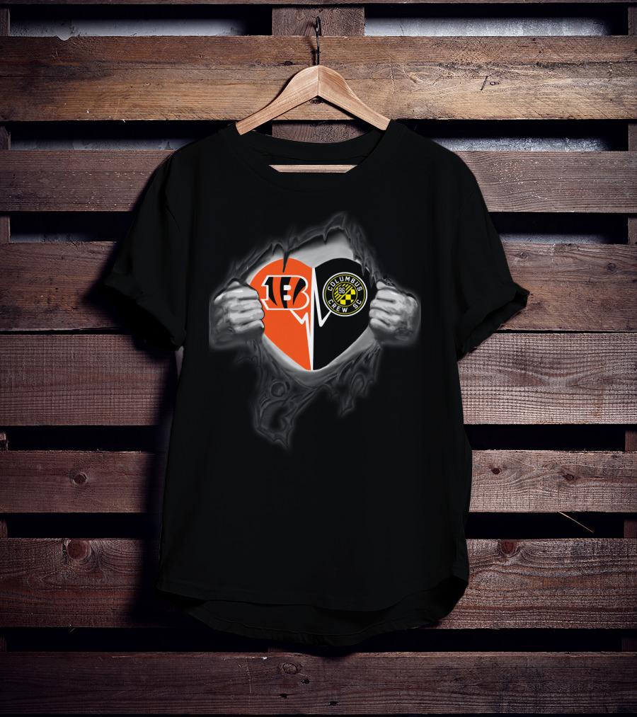 Bengals Columbus Crew Sc Heart Logo Fusion T-Shirt