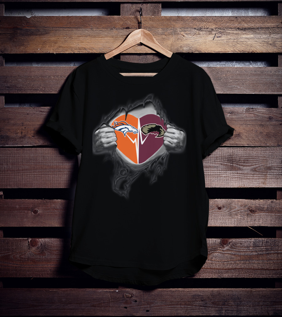 Denver Broncos Heart And Pioneers Logo Fusion T-Shirt