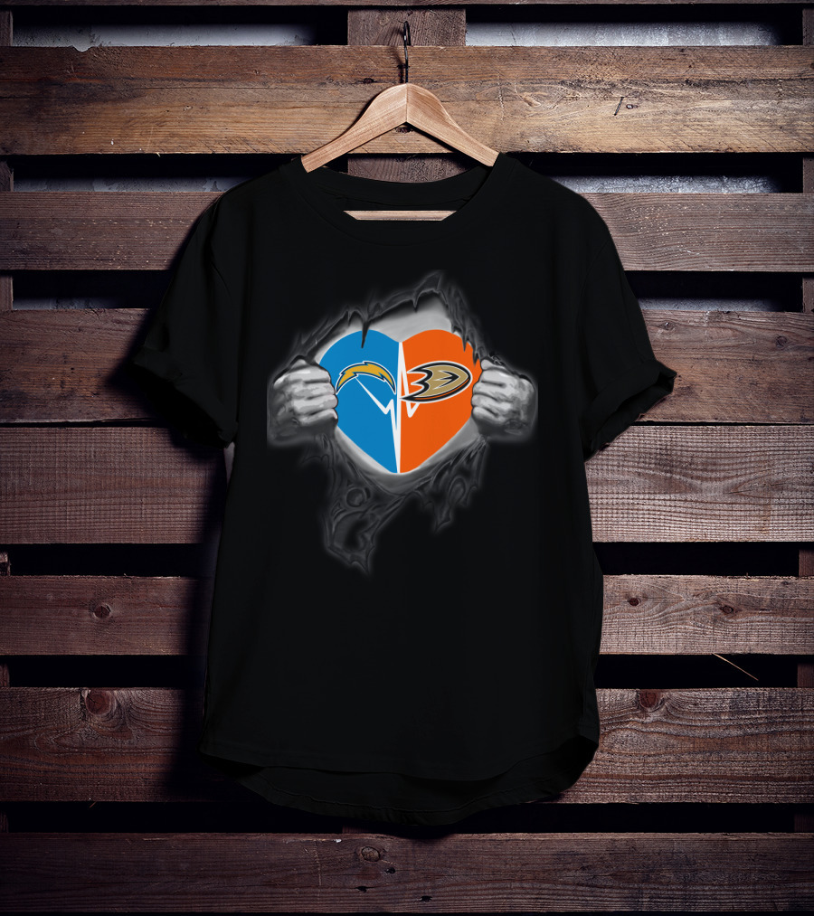 Chargers Anaheim Ducks Heart Hands T-Shirt