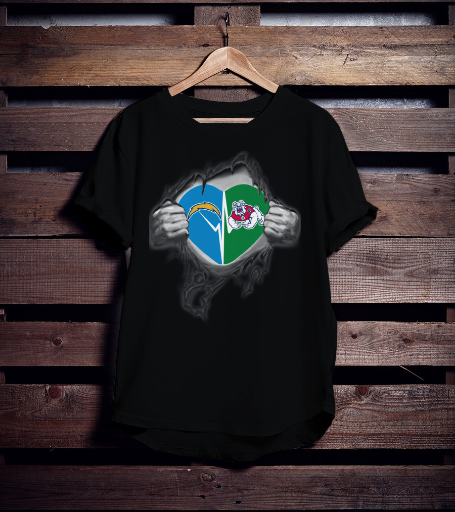 Chargers Fresno State Bulldogs Heart Torn Effect T-Shirt