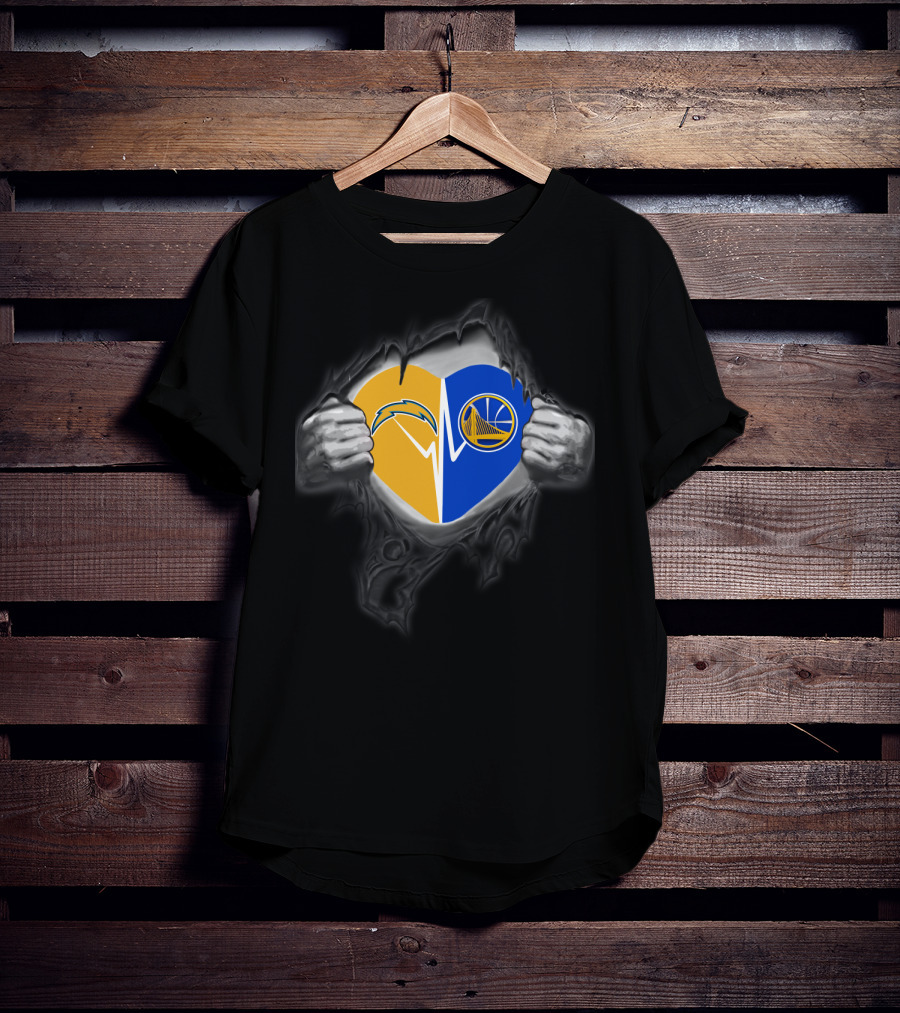 Chargers Golden State Warriors Heart Logo Fusion T-Shirt