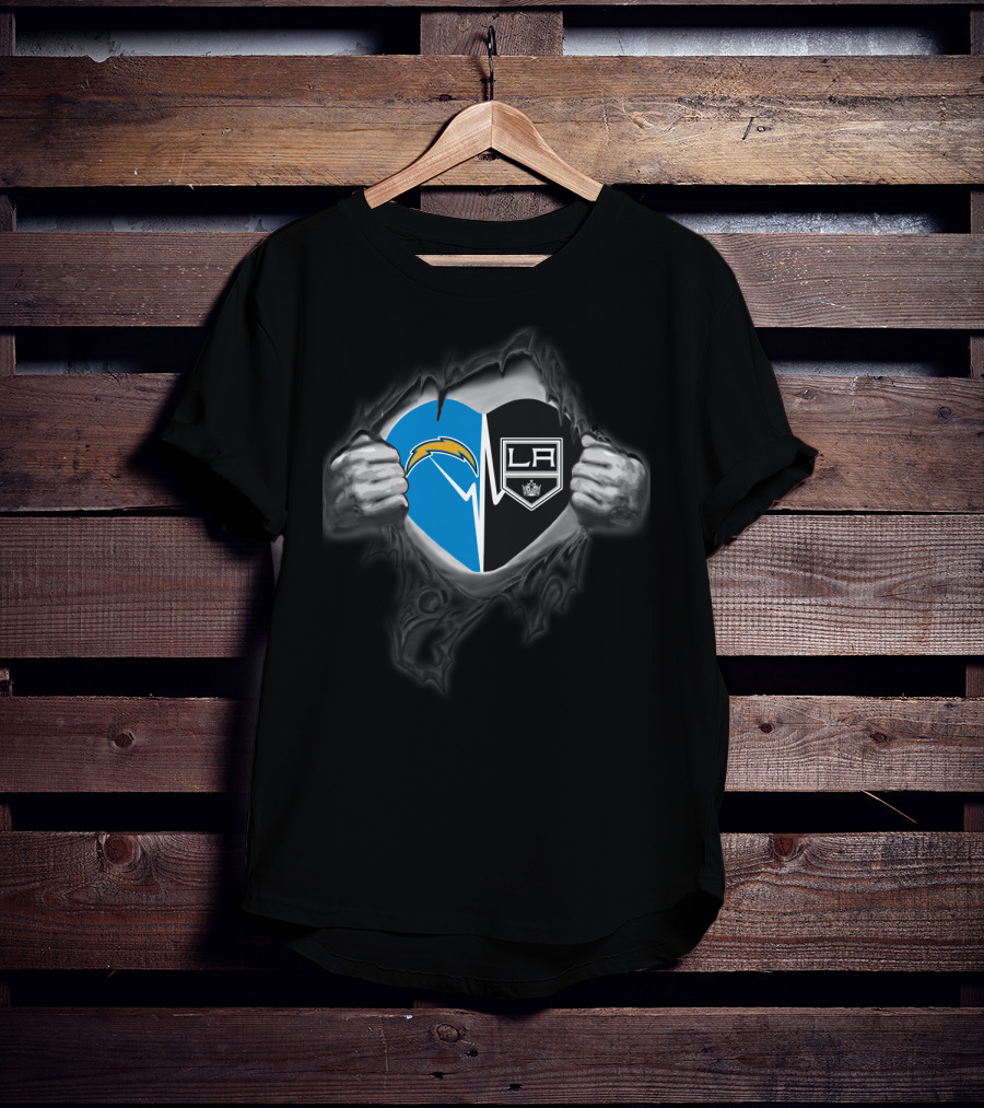Chargers Heart Los Angeles Kings La Sports Fan T-Shirt