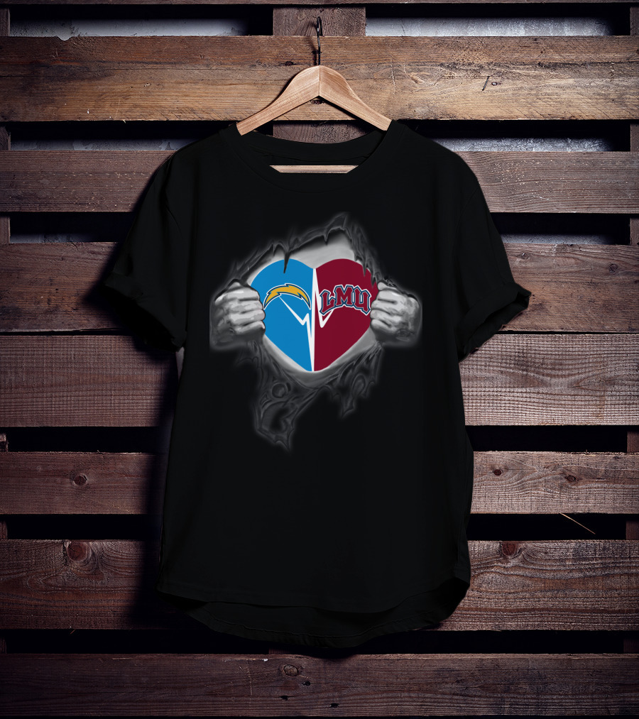Chargers Lmu Lions Heart Logo Fusion T-Shirt