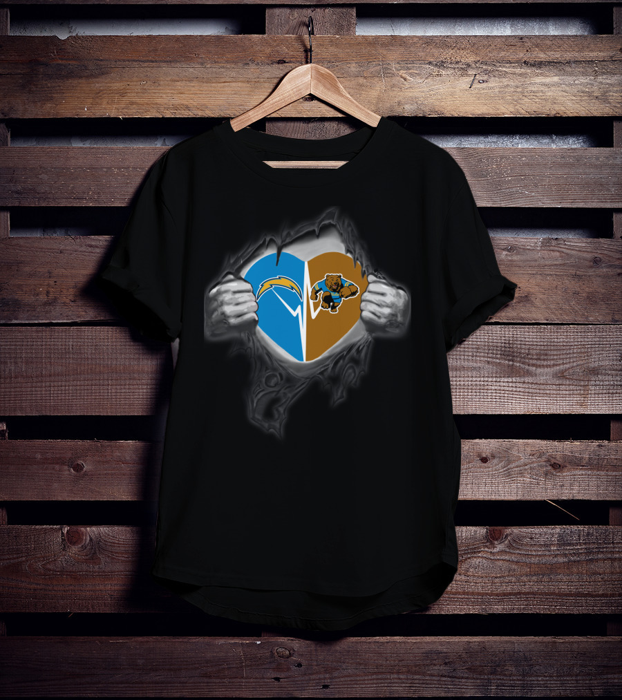Chargers Ucla Bruins Heart Logo Tear T-Shirt