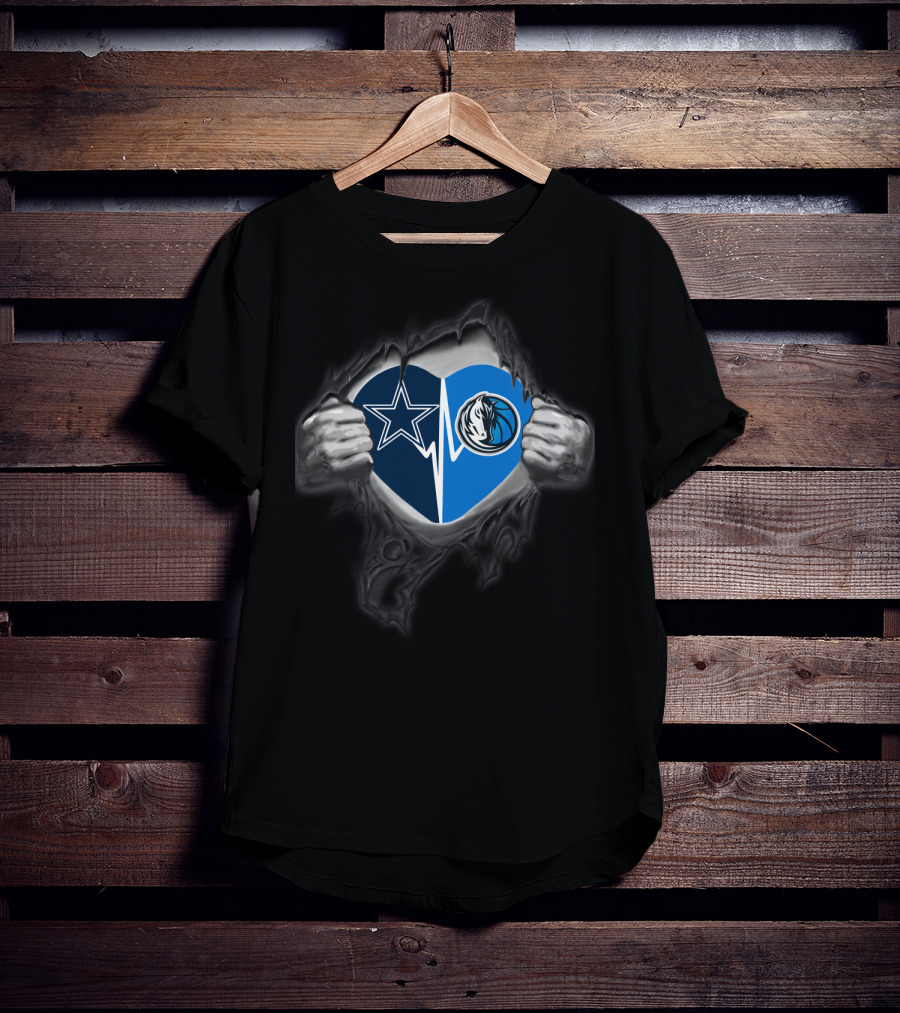 Dallas Cowboys Mavericks Heart Logo Fusion T-Shirt