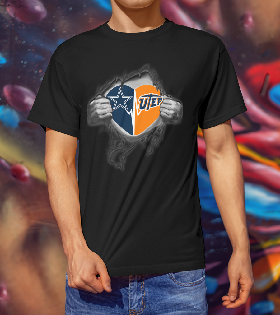 Dallas Cowboys And Utep Miners Heart T-Shirt