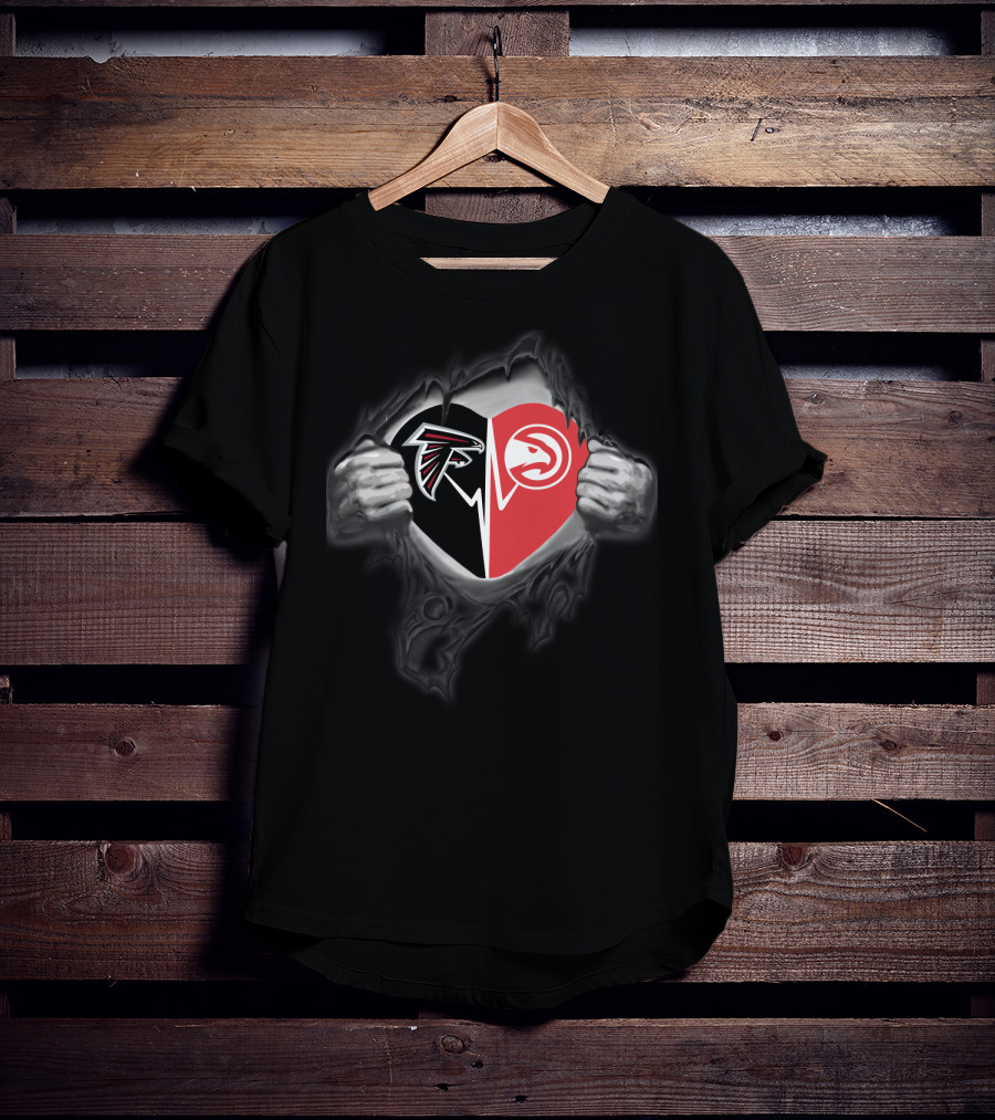 Falcons Atlanta Hawks Heart Logo Combo T-Shirt