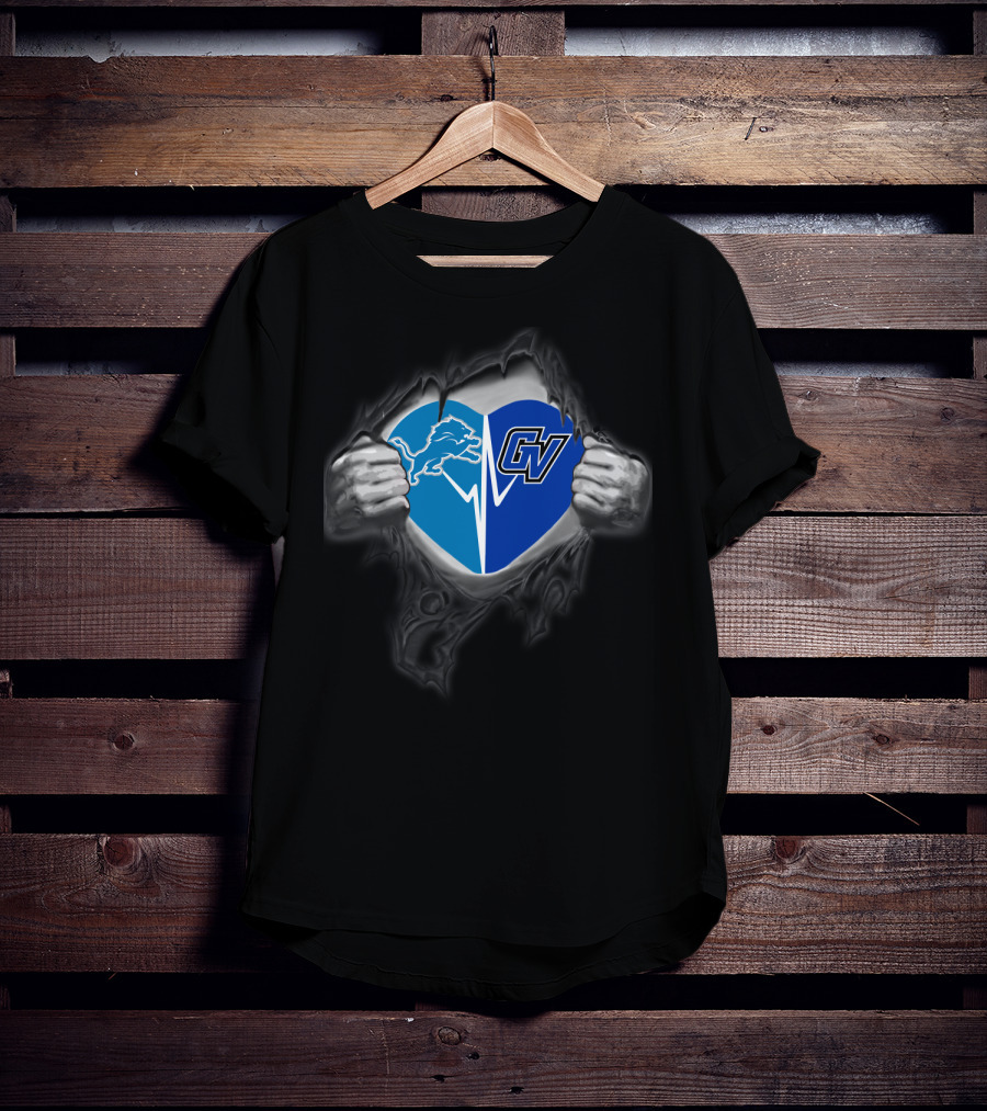 Detroit Lions And Grand Valley State University Lakers Heart T-Shirt