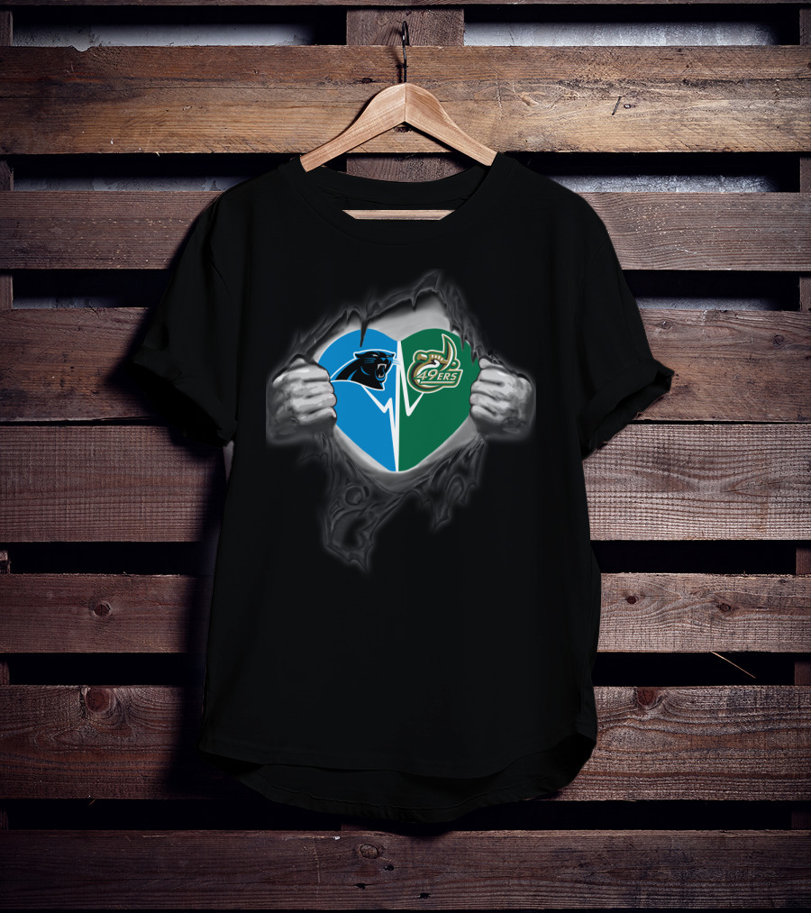 Carolina Panthers And Charlotte 49ers Heart T-Shirt