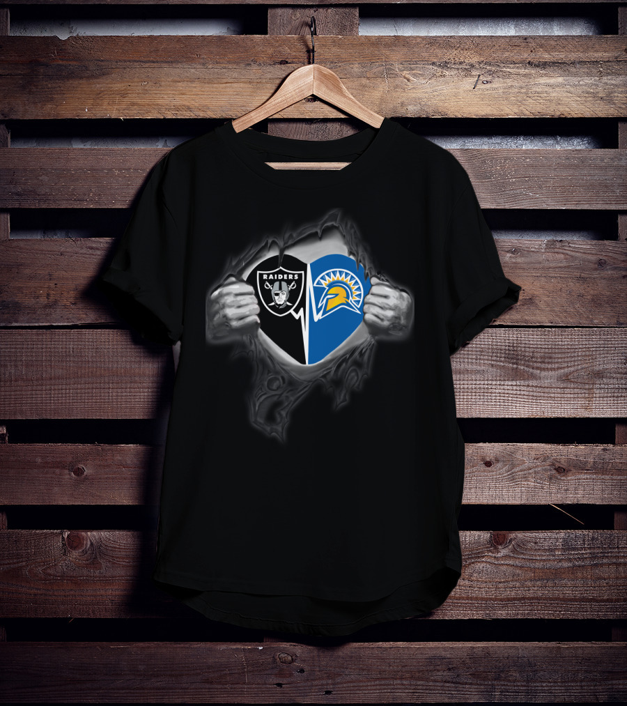 Raiders San Jose State Spartans Heart Logo Fusion T-Shirt