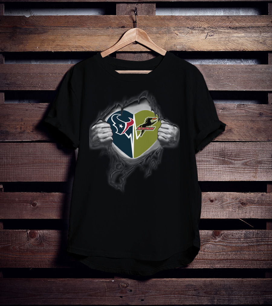 Texans Heart With Dallas Burn T-Shirt