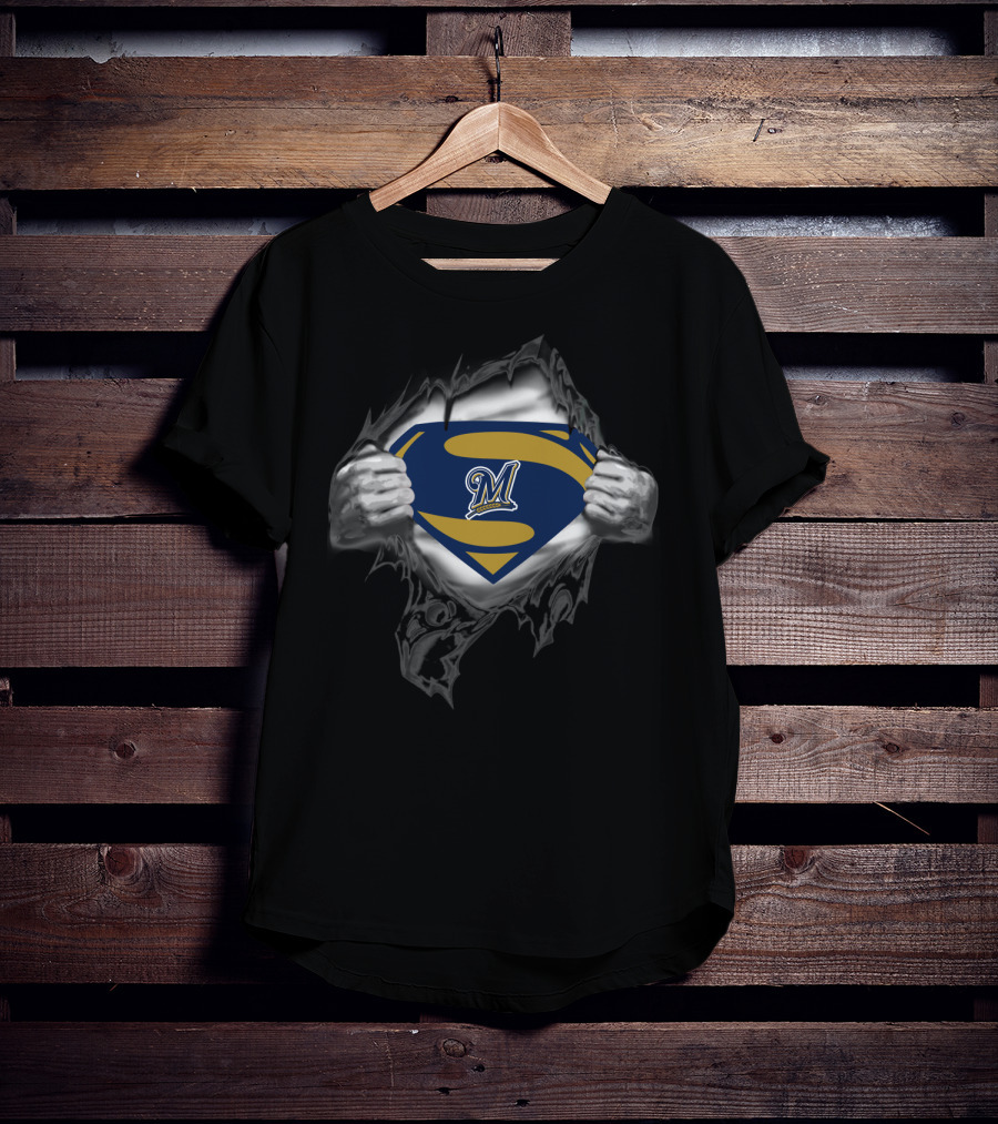 Super Milwaukee Brewers Emblem Superman Style T-Shirt