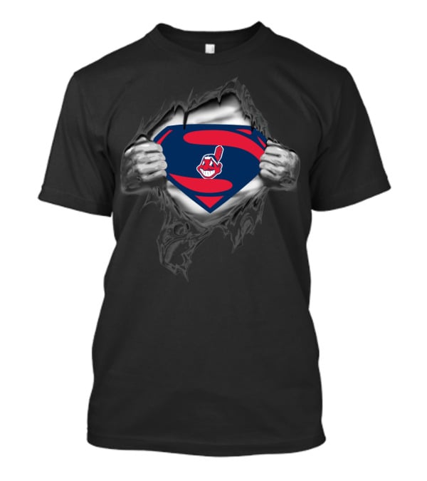 Super Cleveland Indians 22 Logo Inside Superman Shield T-Shirt