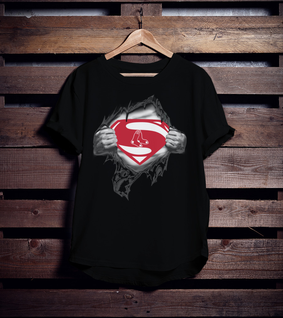 Superman Boston Red Sox 26 Logo Crossover T-Shirt